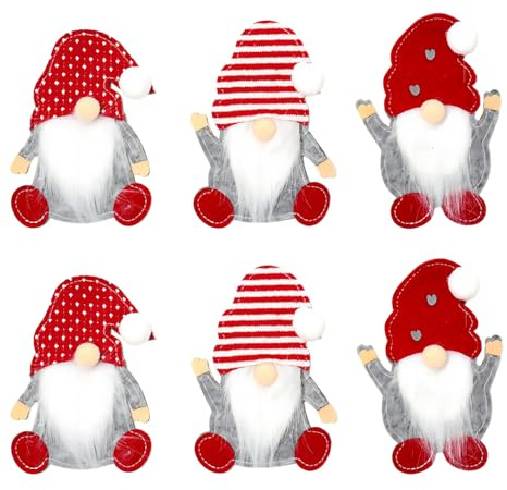 Nirecu Bestecktasche Weihnachten,Besteckhalter Weihnachten Filz,6 Stück Wichtel Bestecktaschen Weihnachtsdeko Tischdeko,Rot Weihnachts Messer Gabeln Löffel für Party Tisch Weihnachtsdeko