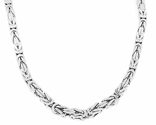 Halskette Byzantiner Königskette versilbert 8mm Länge 60cm, Herren-Kette Silberkette Damen Geschenk Schmuck ab Fabrik Tendenze-Italy