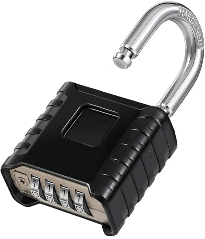 ZHEGE Heavy Duty Padlocks with Code, Large Outdoor Lock (1p, Black) | Combination Lock with 4 Digit, Weatherproof Padlocks, Design of Hidden Password Suitable for Home, Garage, Gate, Garden