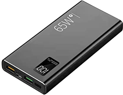 Power Bank, caricabatterie portatile da 65 W, batteria esterna a ricarica rapida PD 20 W QC3.0 con display LED, caricabatterie di emergenza per telefono cellulare e altro ancora, 20000 mAh