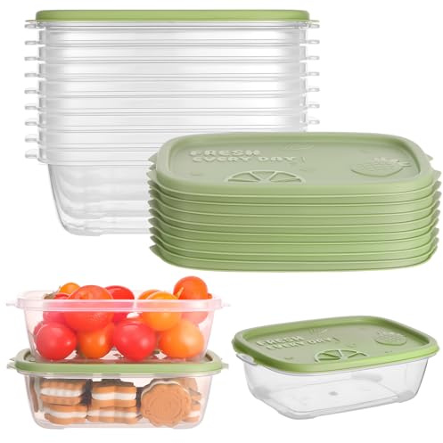 saerryor 12Pcs Plastic Food Storage Containers with Lids, 1000ML | Reusable Freezer Storage Boxes, Stackable Design, Lunch Boxes for Kitchen Organiser School Work Travel