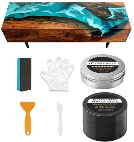 Vhjlfig Epoxidharz Kratzerreparatur Kit Und 60g Kratzerreparaturcreme 30g Poliercreme Schaber Handschuhe Spatel Epoxidharz Polierset Polierpaste Für Epoxidharzs Für Haushalt Anfänger