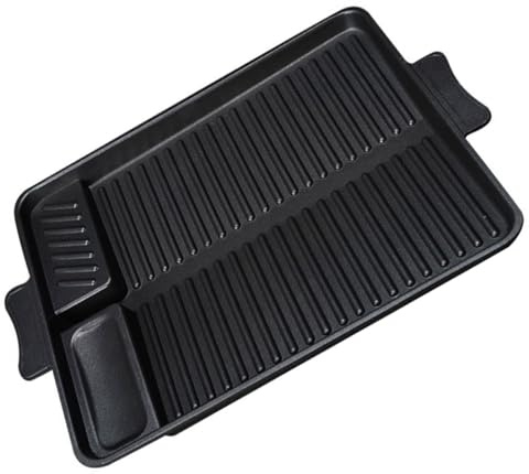 Angoily Plaque de Barbecue Rectangulaire en Pierre de Lave Antiadhésive Poêle à Griller Multifonction pour Cuisson Extérieure Résistante à la Chaleur pour Barbecue et Plancha