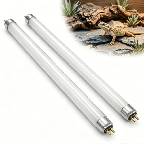 2 Pack 8W T5 UVB Reptile Kit Light 10.0 UVB 30% UVA Terrarium Hood Bulb | 12 Inche/300mm Fluorescent Tube Lamps for Desert Reptiles Bearded Dragons Lizards Tortoises Vivarium Terrarium Enclosures