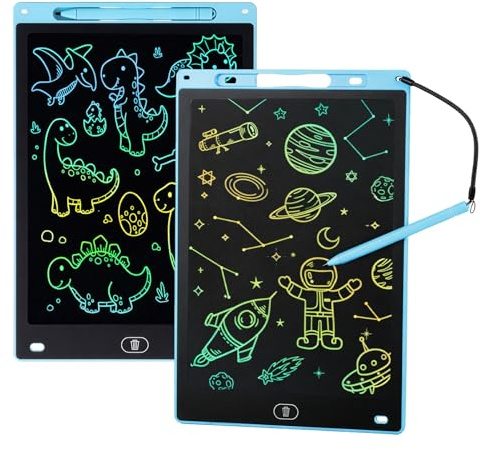 12 Inch 2 Pack LCD Writing Tablet for Kids, Colorful Drawing Board Reusable Doodle Pad, Erasable Writing Board Educational Toys Gifts for Boys Girls Age 3 4 5 6 7 8 (Blue)