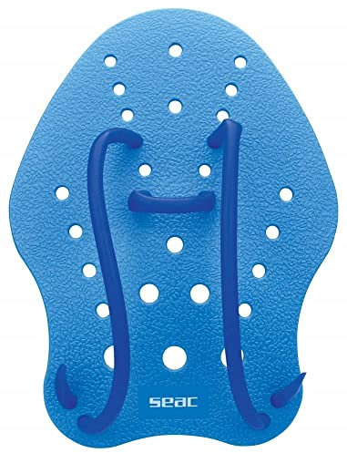 SEAC Hand Paddle, Palette per Allenamento al Nuoto in Piscina e in Mare Unisex Adulto, Blu, S