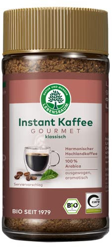 LEBENSBAUM Instant Kaffee Gourmet, Bio Instant Kaffe, löslicher Bohnenkaffee aus Arabica Bohnen, ausgewogen aromatischer Genuss, 100 g