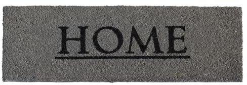 Fußmatte für Innen und Außen - mit Aufschrift 'Home' - 75 x 26 cm - Gummi - Kokos - Grau - Fußabtreter Fußabstreifer Schmutzfangmatte Sauberlaufmatte