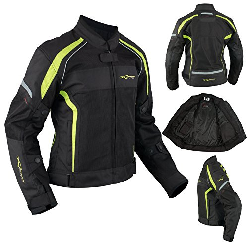 A-Pro Fluo L - Chaqueta de motorista para mujer (impermeable, transpirable, malla)