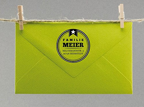 Webermann personalisierbarer Firmenstempel mit Namen & Adresse - Adressstempel individualisierbar - Stempel für Grußkarten, Hochzeit, Firmen, Taufe - Stempel rund 40mm