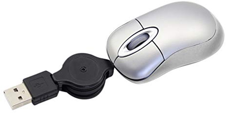 Mini souris filaire USB - Câble rétractable - Pour enfants de 3 à 8 ans - 1600 DPI - Compact - Avec cordon USB de 0,8 m Argenté