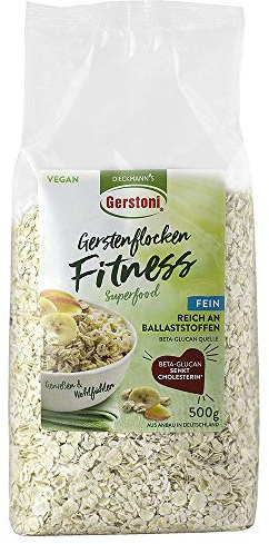 Gerstoni Fitnessflocken fein 500g, mild-nussige Gerstenflocken in PREMIUM-QUALITÄT für Gesundes Frühstück, Kochen & Backen mit Beta-Glucan