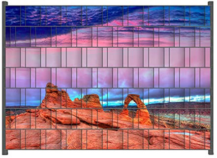 Wallario Zaun Sichtschutz Windschutz für EIN- und Doppelstabmattenzäune in der Größe Breite 2,00m x Höhe 1,40m, Motiv: Farbenfrohes Naturdenkmal - Steinbogen im Nationalpark Arches