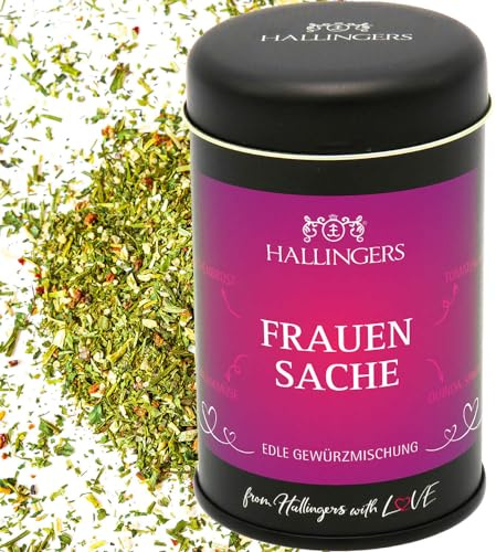 Hallingers Genuss Manufaktur Gewürzmischung Geschenk - Koch-Gewürze in edler Geschenk-Dose Frauensache für Salat, Gemüse & Geflügel, Geschenkidee für Frauen Freundin