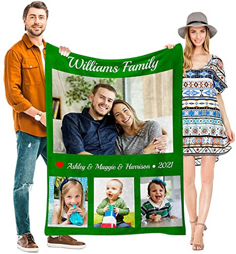 Kuscheldecke Mit Foto Bedrucken, Personalisierte Flauschig Selbst Gestalten Fotodecke Mit Eigenem Foto und Text Super Weich Flanell Fotodruck Geschenk Für Familie Geburtstag Weihnachten (150×200cm)