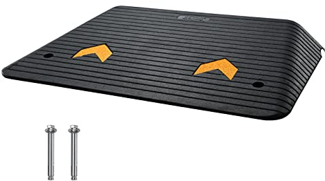 VEVOR 4 Rise Rubber Threshold Ramp, 35.5 Wide Wheelchair Ramp Doorway, Natural Curb Ramp, 33069Lbs Load Capacity, Non-Slip Textured Surface Rubber Curb Ramp for Wheelchair and Scooter