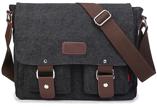 XFLYP Messenger Bag Mens, Men Shoulder Bags Canvas Satchel Cross Body Messenger School Working Satchel Briefcase, with Multiple Pockets for Work, School, Traveling and Daily Use, Grey