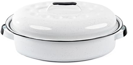 GRANITEWARE | Cocotte Ovale Roaster | Format moyen 4L | Acier émaillé blanc| Ultra-légère | Ne se tâche pas, facile à nettoyer