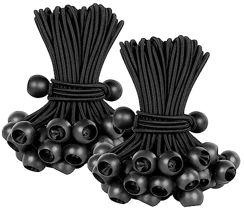 Tensores Elasticos 50 Piezas,Cuerda Elástica con Bola,15 y 20cm Pulpos Elasticos para Lonas,Tensor de Goma,Tensor Bola Tensores,Cuerdas Elásticas con Bola,Tiendas de campaña,toldos,Camping