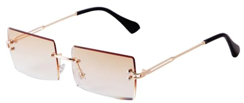 Laurinny Rechteck Randlose Sonnenbrille Herren Rechteckig Brille Viereckig Rahmenlose Sonnenbrille für Frauen Männer