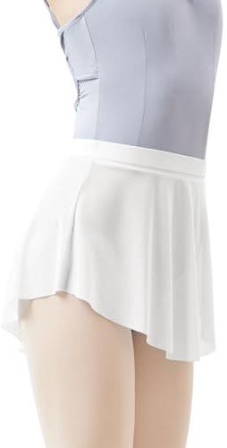 Daydance White Teen Girls Ballet Skirt Womn Pull On Elastic Waist Bullet Pointe Skirt for Dance, Gymnastics, Cheerleading