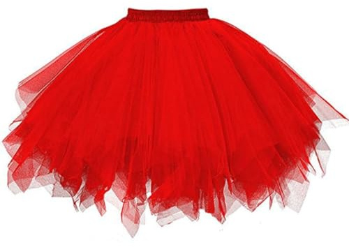 Damen Karneval Kostüm Tüllrock 50er Tütü Rock Kurz Ballett Unterrock Crinoline Petticoat Tutu Klassisch Dance Party Tanzkleidung Ballettkleidung
