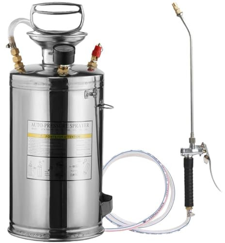VBVARV Tarea Pesada Rociador De Acero Inoxidable Pulverizador De Bomba Manual para Césped, Riego De Jardín, Limpieza De Pisos,10l