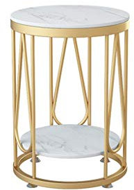 Exquisite Nachttische, mobiler Beistelltisch, runder Marmor-Couchtisch, 2-stufiger Couchtisch für Zuhause, Hotel, Wohnzimmer, Bekleidungsgeschäft, Sofa, Beistelltisch, Korbtisch (Farbe: E, Größe: 50 x