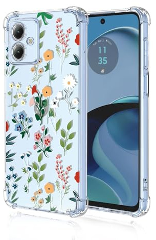 ILING Funda para Motorola Moto G14, Diseño de Flores y Dibujos Animados Lindo Ultradelgado Elegante Carcasa, Suave Silicona Transparente TPU Bumper Cubierta (Jardín Secreto)