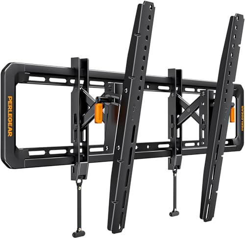 Perlegear Advanced Tilting TV Wall Mount, Pre-Assembled TV Mount for Most 42-90 inch TVs up to 150 lbs, 6-inch Arm Extension, 15° Full Tilt, Fits 24″/16″ Wood Studs, Max VESA 600x400mm