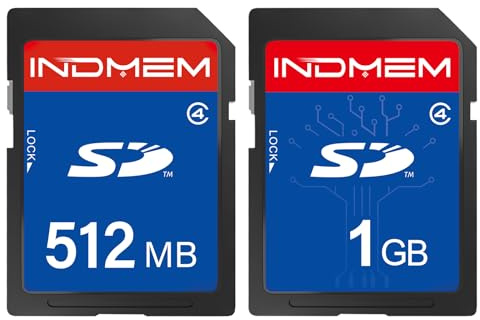 INDMEM - Scheda SD da 512 MB + 1 GB, classe 4, scheda di memoria flash da 1 GB MLC standard Secure Digital Card per fotocamera