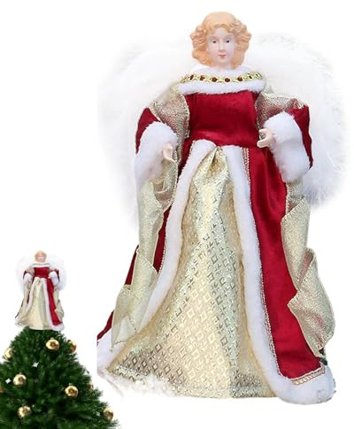 Ángel de punta de árbol pequeño | Ángel de Navidad | Figura con alas para la decoración del árbol de Navidad
