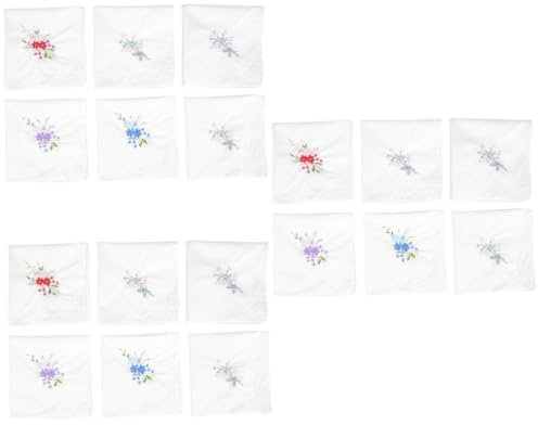 Garneck 36 STK Bestickte Servietten Auf Weiß Schwarze Schlichte Serviette Weiße Bestickte n Waschbar Kleine Taschentücher Leinenn Waschbare Baumwolle