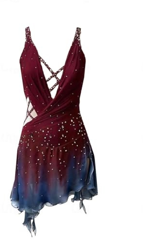 JRUIA Ärmelloses Modisches Eislaufkostüm Handgefertigtes Eiskunstlauf Kleid Für Damen/Mädchen Outdoor Gymnastik Trikotröcke Rollschuh Trainingskleider
