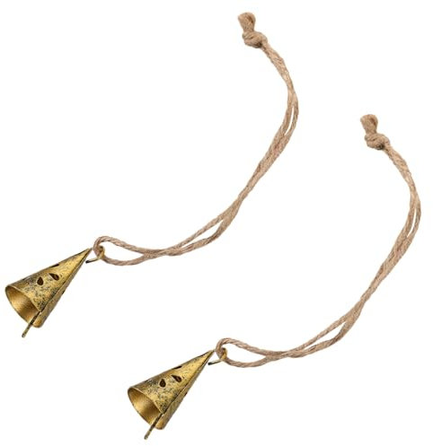 HAWILLOSCH 2stücke Vintage Kuhglocke Hängendes Baumornament Mit Seil Dekorative Glocken Für Fenster Wohndekoration Kleine Glocken Zum Basteln Hängender Glockenanhänger Für Garten Party Suppli