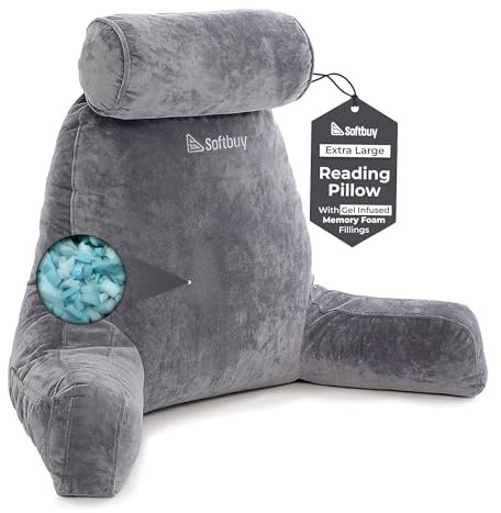 softbuy 78.7cm Extra Large Reading Pillow with Detachable Neck Roll – Adjustable XL Bed Rest Cuddle Cushion for Adults with Elevated Arm Rests – Ideal for Reading or Relaxation - Extra Large