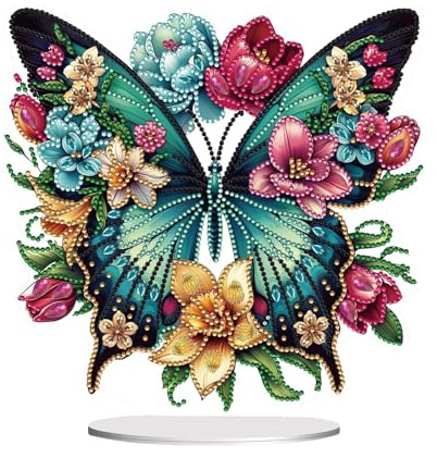 JOZMMZEOOA Farfalla Diamond Painting Kit Completo,Acrilico Pittura Diamante Tridimensionale 5D Diamante Painting di Ornamenti da Tavolo Pittura a Diamond DIY con Numeri,per Casa Decorazionee