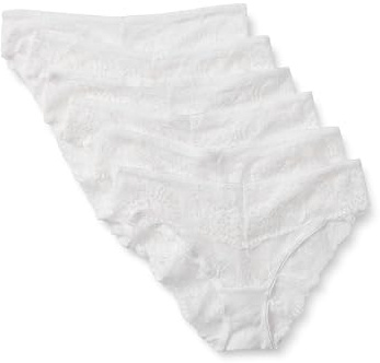 Amazon Essentials Culottes en Dentelle Galloon Extensible, Modèles Bikini, Hipster, String et Taille Haute Femme, Lot de 6