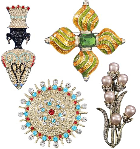 Floatdream 4 Piezas Broche Barroco, Broches de Banquete, Broche Vintage de Oro, para Decoración de Ropa y Regalos de Cumpleaños