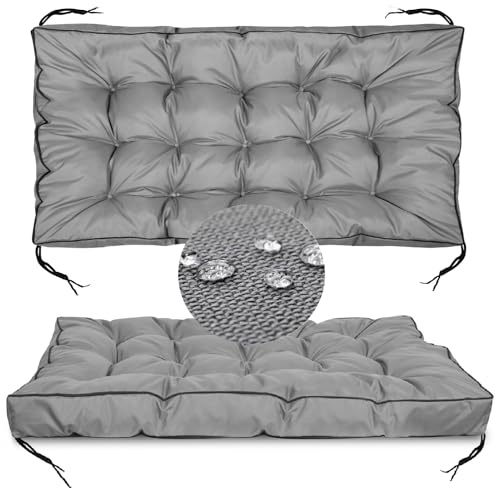 GARDEN KING ROYAL REST Cojín de jardín 120 x 80 cm Cojín Acolchado con Ribete y Cintas de Amarre, Asiento/Respaldo para Banco de jardín o palets