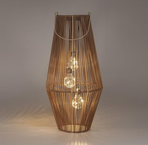 Formano Solarlaterne Außen Garten große Rattan Look Solar Laterne mit 3 LED Birnen 45 cm Höhe Dämmerungssensor & IP44 – dekorative Solarleuchte für Balkon Terrasse Gartenbeleuchtung Outdoor