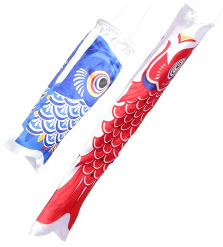 Milisten 2pcs Large Japanese Carp Windsock Flag Outdoor Hanging Garden Decor Fish Wind Direction Flags for Patio Sushi Restaurant