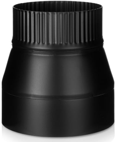 Moxweyeni 6 to 5 Stove Pipe Reducer Black Matte Pipe Reducer Black Duct Adapter for Connecting Stove Flu to Chimney for Proper Ventilation for Chimney Conversion