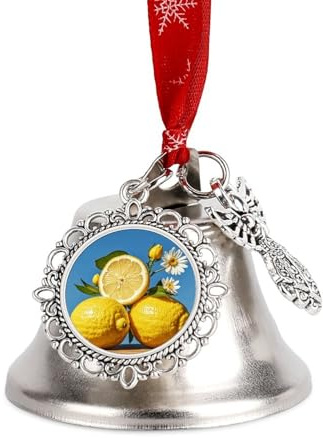 2025 Christmas Jingle Bells, Xmas Bells with with Angel Wing & Round Pendants Hanging Ornament, Silver Lemon and Flower Craft Bells for Christmas Tree Wreath Party Holiday Decorations