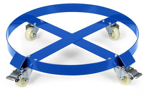 Fassroller, 190L Transportroller bis 450 kg, Pflanzenroller Ø 61 cm, Rollbrett rund für Fass, Metallfass, Pflanzen, Blumentopf, Sonnenschirme & Eimer, Fasswagen mit 4 Universalrädern - A