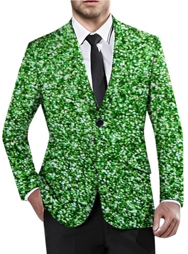 Genérico Chaqueta Traje Chaquetas Vestir Fiesta para Hombres Slim Fit con Botones Blazer Hombre Trajes de Lentejuelas Brillante Impreso en 3D Carnaval Ropa Transpirable Cuello en V para Boda