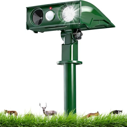 Répulsif Chat Ultrason, Repulsif Chat Solaire USB Répulsif Animaux 2 Modes, IP68 Étanche Repulsif Chat Exterieur avec LED Détecteur de Mouvement pour Chats Chiens Souris Ratons Animaux de Jardin