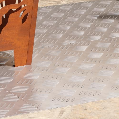 RMIHSJG Lot de 4 marches d'escalier en aluminium antidérapantes 90 x 50 cm pour l'intérieur avec plaque diamant texturée et base antidérapante en métal robuste pour plus de sécurité
