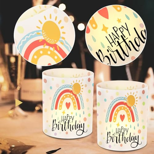 FAYAHAR 12 Stück Windlicht Tischdeko, Windlicht Geburtstag Deko | Happy Birthday Windlicht, Einfaches Zusammenfalten, Transparenter Kerzenhülle, Gemütliches Lichtspiel, für Teelichter und LED