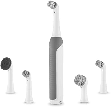 Swan Elevate Electric Cleaning Brush, USB-C Rechargeable, 240 Min Runtime, 5 Interchangeable Heads, 13,000 RPM Motor, IPX7 Waterproof, White, SWFC2017WHTN